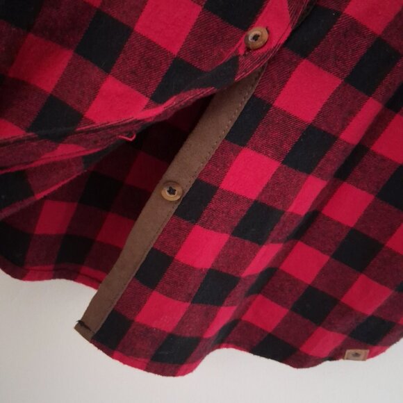 Buffalo Plaid Shirt Red Black Elbow Patch CANADIANA 100% Cotton Flannel Medium - Picture 5 of 6